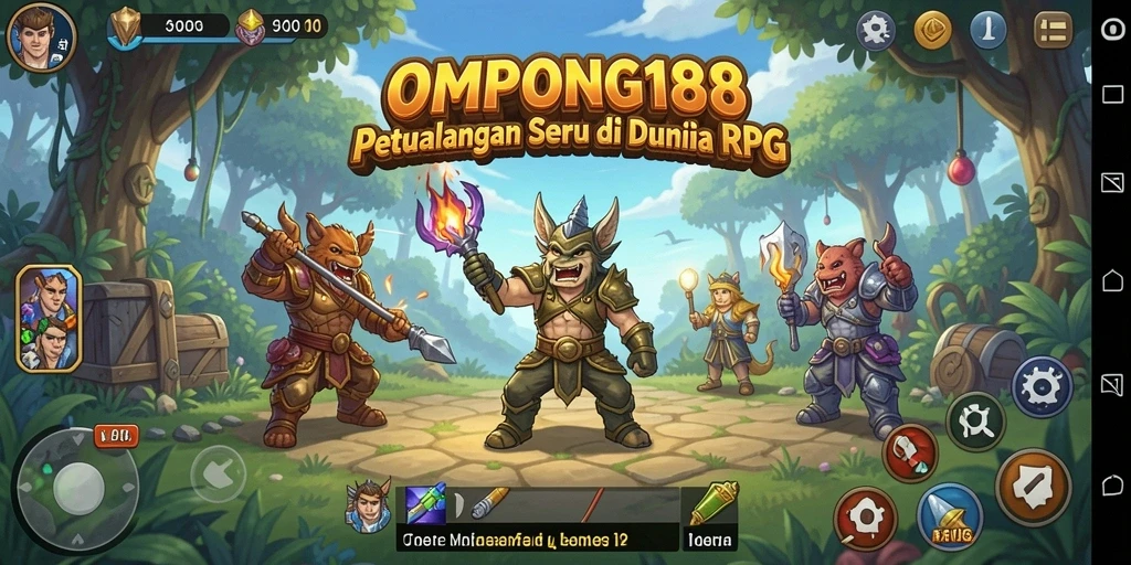 Tampilan gameplay RPG OMPONG188 yang penuh warna dan aksi.