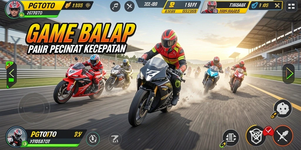 Screenshot PGTOTO menampilkan pengalaman balap yang mendebarkan